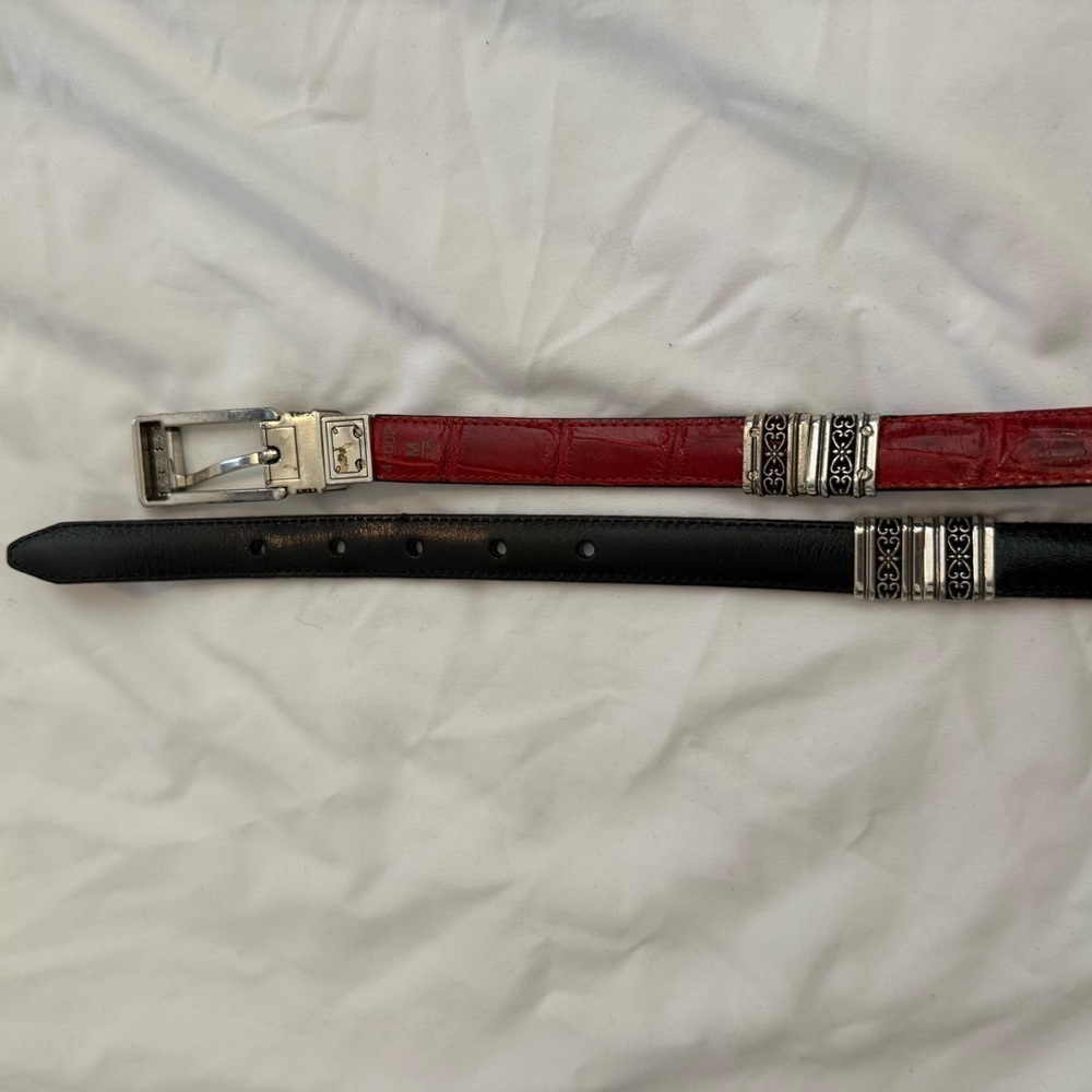 EUC Vintage Brighton Reversible Black and Red Leather Belt